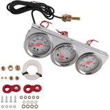 JDMSPEED 2'' 52mm Mechanical Chrome Triple Gauge Set Oil Pressure Water Temp Volt Meter