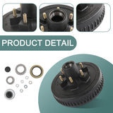 JDMSPEED 12"X2" Trailer Brake Hub Drum Kit 6 on 5.5" for 5200 - 6000 lbs axle