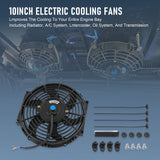 JDMSPEED 10" inch Universal Slim Fan Engine Cooling Racing Electric Radiator Pull Push