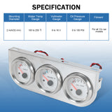 JDMSPEED 2'' 52mm Mechanical Triple 3 Gauge Set Chrome Oil Pressure Volt Meter Water Temp