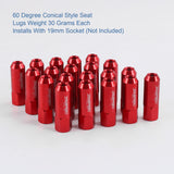 JDMSPEED 20Pcs Red 60MM M12X1.25 Aluminum Extended Wheel Rim Lug Nuts For Infiniti Subaru