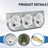 JDMSPEED 2'' 52mm Mechanical Triple 3 Gauge Set Chrome Oil Pressure Volt Meter Water Temp