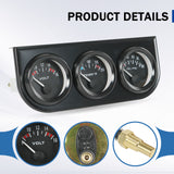 JDMSPEED 2" 52mm 3-in-1 Auto Car Triple Gauge Set NEW Water Temp Oil Pressure Volt Meter