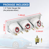 JDMSPEED 2'' 52mm Mechanical Triple 3 Gauge Set Chrome Oil Pressure Volt Meter Water Temp