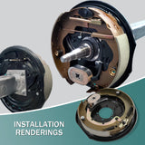 JDMSPEED 2 Pair 12x2 Electric Trailer Brake 12" x 2" Assembly Set 7000 lbs Axle 21005