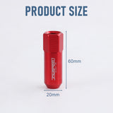JDMSPEED 20Pcs Red 60MM M12X1.25 Aluminum Extended Wheel Rim Lug Nuts For Infiniti Subaru
