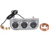 JDMSPEED 2" 52mm Chrome Car 3 in 1 Triple Gauge Set Kit AMP Meter Oil Pressure Water Temp