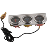 JDMSPEED 2" 52mm Chrome Car 3 in 1 Triple Gauge Set Kit AMP Meter Oil Pressure Water Temp