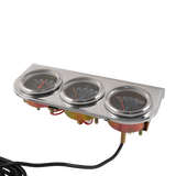 JDMSPEED 2" 52mm Chrome Car 3 in 1 Triple Gauge Set Kit AMP Meter Oil Pressure Water Temp