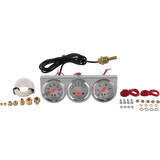 JDMSPEED 2'' 52mm Mechanical Chrome Triple Gauge Set Oil Pressure Water Temp Volt Meter