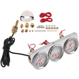 JDMSPEED 2'' 52mm Mechanical Chrome Triple Gauge Set Oil Pressure Water Temp Volt Meter