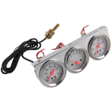 JDMSPEED 2'' 52mm Mechanical Chrome Triple Gauge Set Oil Pressure Water Temp Volt Meter