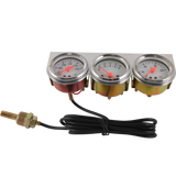 JDMSPEED 2'' 52mm Mechanical Chrome Triple Gauge Set Oil Pressure Water Temp Volt Meter