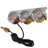 JDMSPEED 2'' 52mm Mechanical Chrome Triple Gauge Set Oil Pressure Water Temp Volt Meter