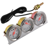 JDMSPEED 2'' 52mm Mechanical Chrome Triple Gauge Set Oil Pressure Water Temp Volt Meter