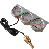 JDMSPEED 2'' 52mm Mechanical Chrome Triple Gauge Set Oil Pressure Water Temp Volt Meter