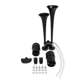 JDMSPEED 12V Black Loud Dual Trumpet Train Air Horn System Kit Car/Truck/Boat/Van