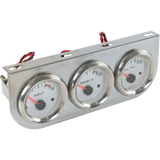 JDMSPEED 2'' 52mm Mechanical Triple 3 Gauge Set Chrome Oil Pressure Volt Meter Water Temp
