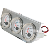 JDMSPEED 2'' 52mm Mechanical Triple 3 Gauge Set Chrome Oil Pressure Volt Meter Water Temp