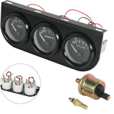 JDMSPEED 2" 52mm 3-in-1 Auto Car Triple Gauge Set NEW Water Temp Oil Pressure Volt Meter