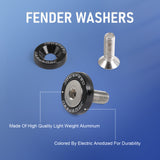 JDMSPEED 20pcs Black Billet Aluminum Fender/Bumper Washer/Bolt Engine Bay Dress Up Kit