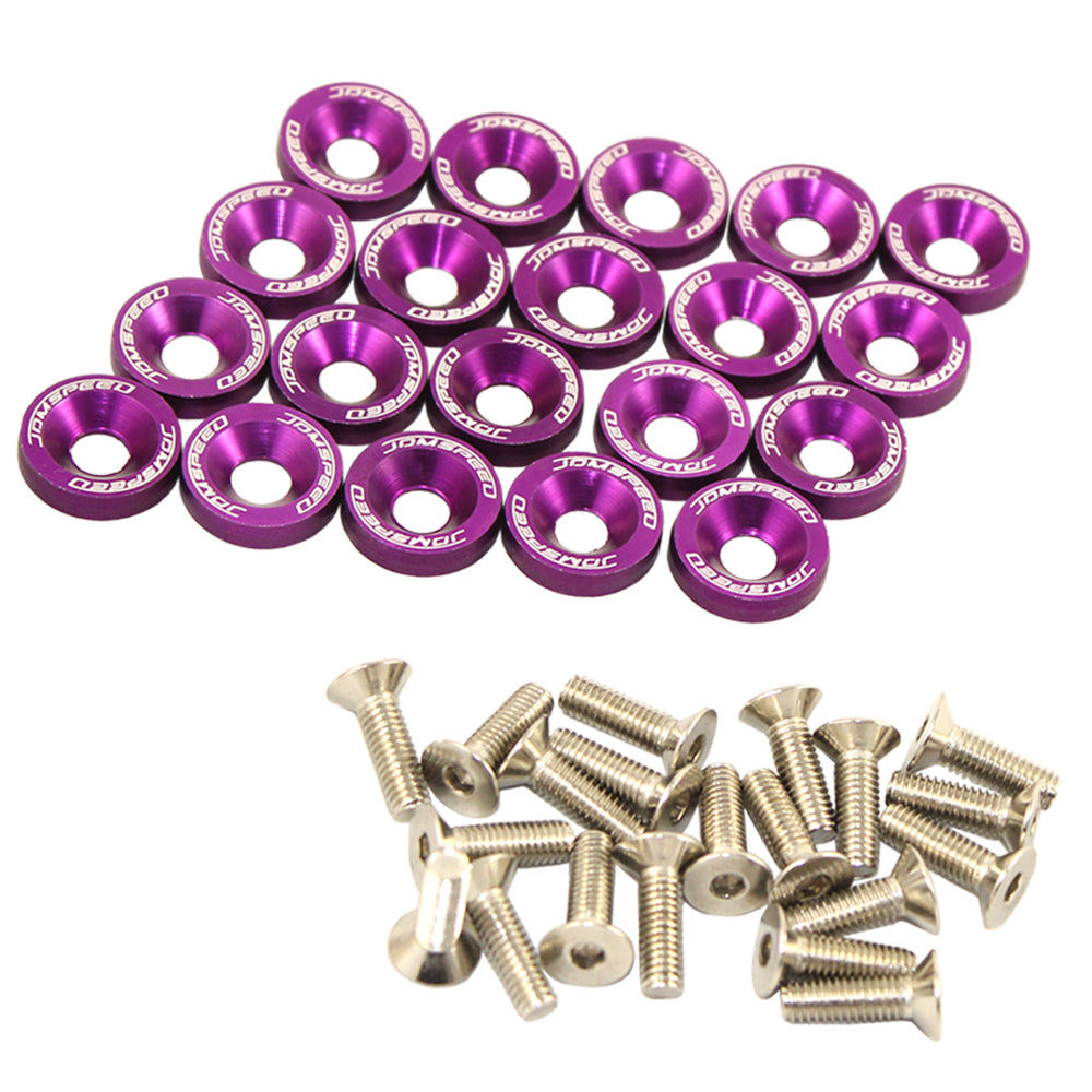 20 Rondelles Aluminium Colorées M6 - Kit Déco Voiture - Vert - Pour Ailes, Pare-chocs, Etc.