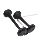 JDMSPEED 12V Black Loud Dual Trumpet Train Air Horn System Kit Universal For Car Truck RV