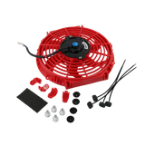 JDMSPEED 10 inch Red Slim Fan Push Pull Electric Radiator Cooling 12V Mount Universal Kit