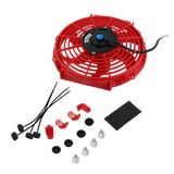 JDMSPEED 10 inch Red Slim Fan Push Pull Electric Radiator Cooling 12V Mount Universal Kit