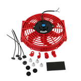 JDMSPEED 10 inch Red Slim Fan Push Pull Electric Radiator Cooling 12V Mount Universal Kit