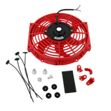 JDMSPEED 10 inch Red Slim Fan Push Pull Electric Radiator Cooling 12V Mount Universal Kit