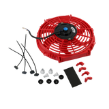 JDMSPEED 10 inch Red Slim Fan Push Pull Electric Radiator Cooling 12V Mount Universal Kit