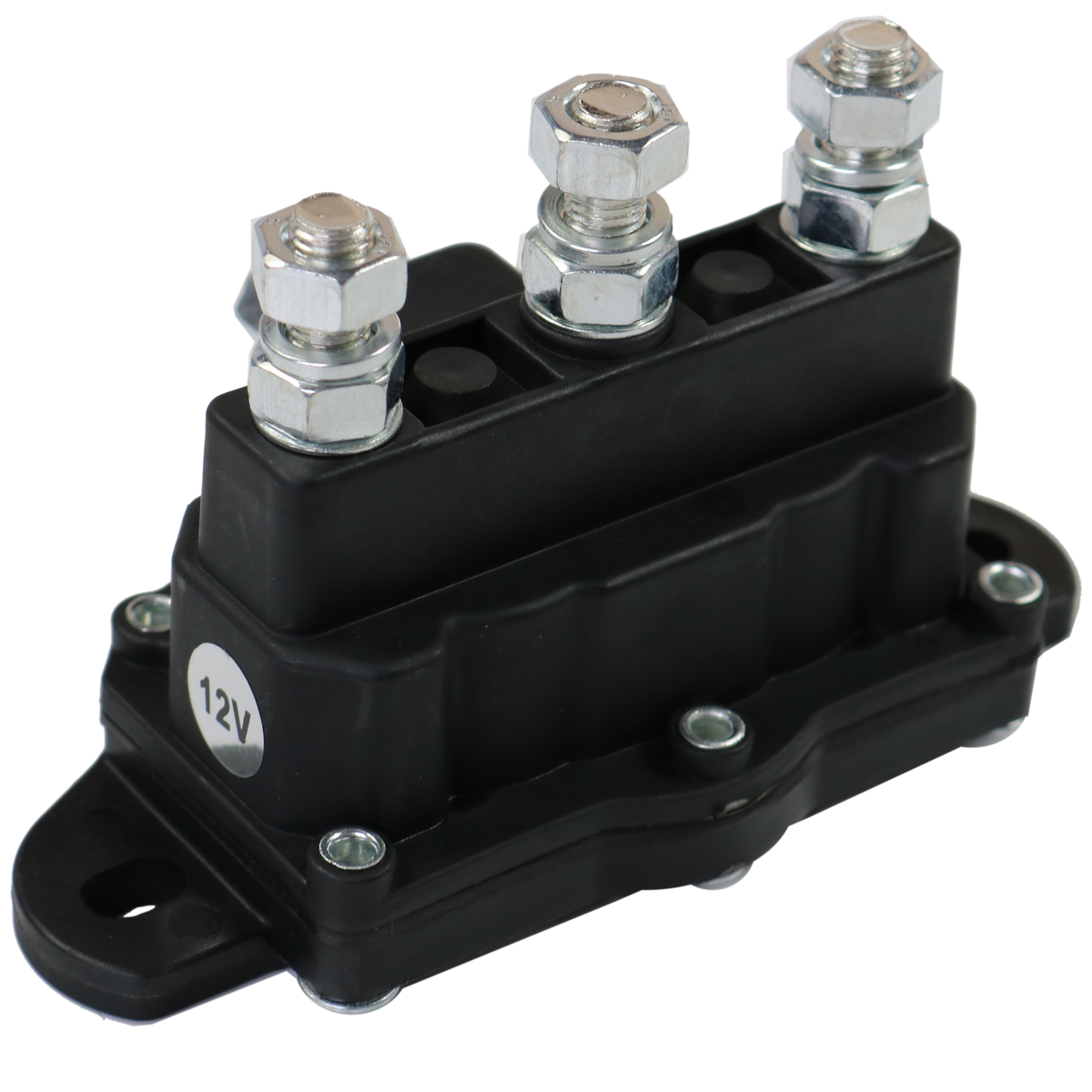 12V Reversing Solenoid Relay Contactor For Winch & Truck Motors - 6 Terminals, Black Finish, 1 Year Warranty