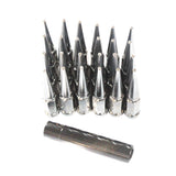 JDMSPEED 24 PCS Chrome Spike Lug Nuts 14x1.5 For Chevy Silverado Tahoe 4.4" Tall w/ Key