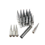 JDMSPEED 24 PCS Chrome Spike Lug Nuts 14x1.5 For Chevy Silverado Tahoe 4.4" Tall w/ Key