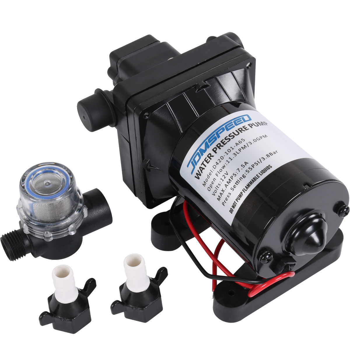 JDMSPEED NEW RV Water Pump 12V 3.0 Gpm with Strainer For