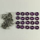 JDMSPEED 20pcs Purple Billet Aluminum Fender/Bumper Washer/Bolt Engine Bay Dress Up Kit