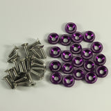 JDMSPEED 20pcs Purple Billet Aluminum Fender/Bumper Washer/Bolt Engine Bay Dress Up Kit