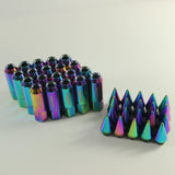 JDMSPEED 20PCS M12X1.5 Neo Chrome SPIKED Extended Tuner 60mm Lug Nuts Wheels Rims