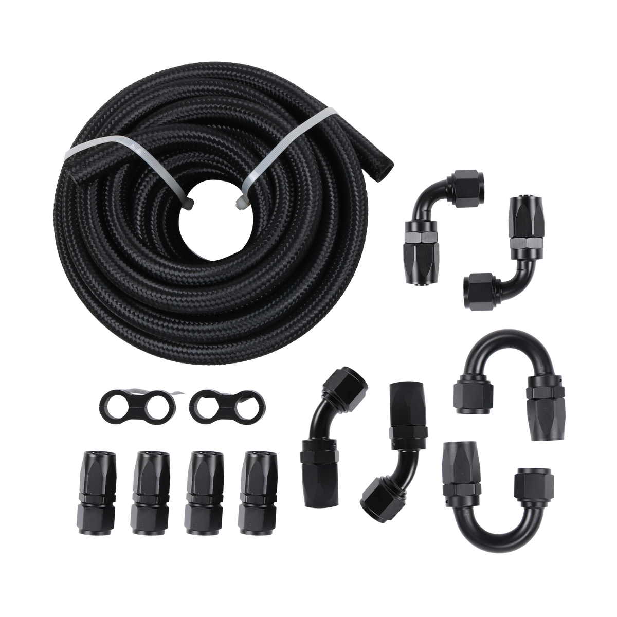 JDMSPEED 8AN Nylon Braided Fuel Line Kit w/ Oil/Gas/Fuel Hose End Fitt ...