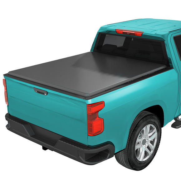 JDMSPEED Soft 4-Fold Tonneau Cover 6.5Ft Bed Fits For Chevy Silverado 2007-13 GMC Sierra