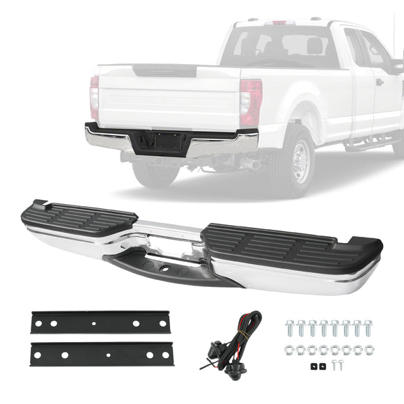 JDMSPEED Rear Step Bumper W/o Park Sensor Holes Chrome For 1999-2007 Ford F-250 F-350