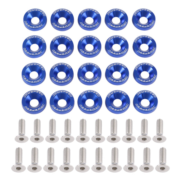 JDMSPEED New 20pcs Universal Blue Color Aluminum Fender Washer Engine Bay Dress Up Kit