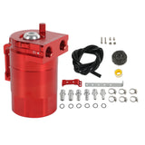 JDMSPEED 300ML Universal Baffled Catch Can Kit with 5FT 3/8 Inch Red Oil Catch Can