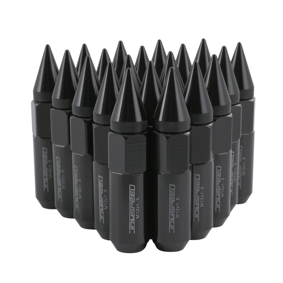 JDMSPEED 20PCS Black Cap Spiked Extended Tuner Aluminum M12X1.5 60mm Wheel Rim Lug Nuts