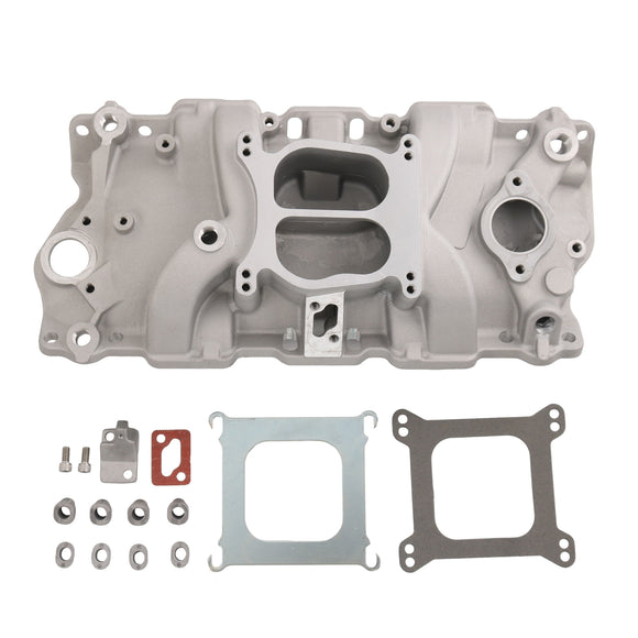 JDMSPEED Dual Plane Front Intake Manifold Fit for Small Block Chevy SBC 262-400 1955-86