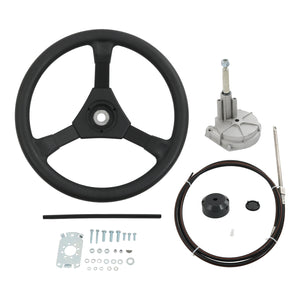 JDMSPEED 10 Feet Boat Rotary Steering System Outboard Kit Marine With 13.5" Wheel SS13710