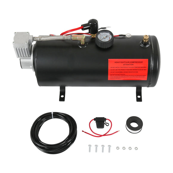 JDMSPEEDNEW AIR HORN AIR COMPRESSOR 12V TRUCK PICKUP ON BOARD W/ 3 LITER TANK 150PSI DC
