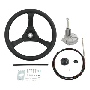 JDMSPEED  16 Feet Boat Rotary Steering System Outboard Kit Marine With 13.5" Wheel SS13716