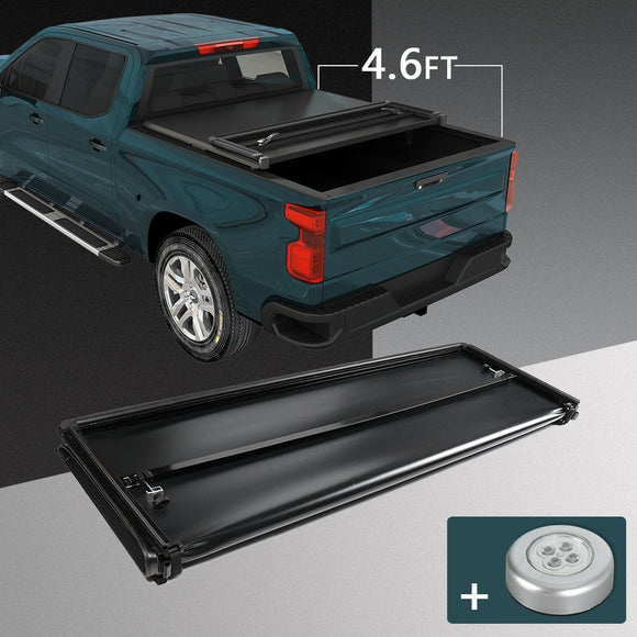 JDMSPEED 4.6FT Bed 3-Fold Tonneau Cove Soft Tri Fold 4'6